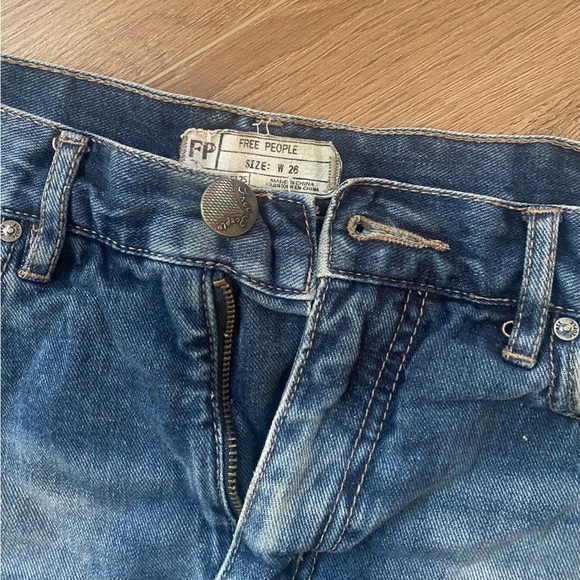 Free people distressed denim shorts with crochet detail - Picture 3 of 5